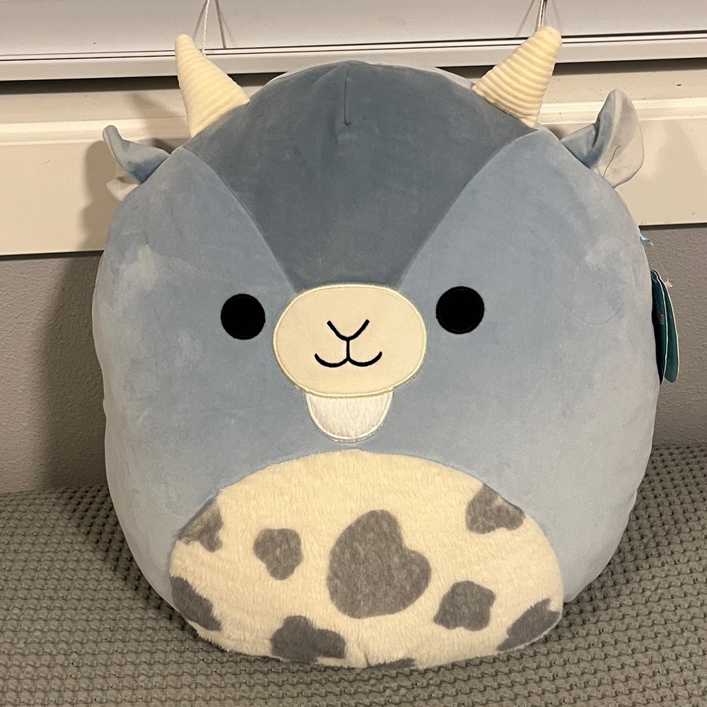 Squishmallow Plush Goat Pillow - Gray and Cream NWT